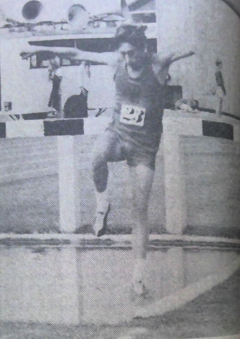 Bob Brimage negotitates the water jump