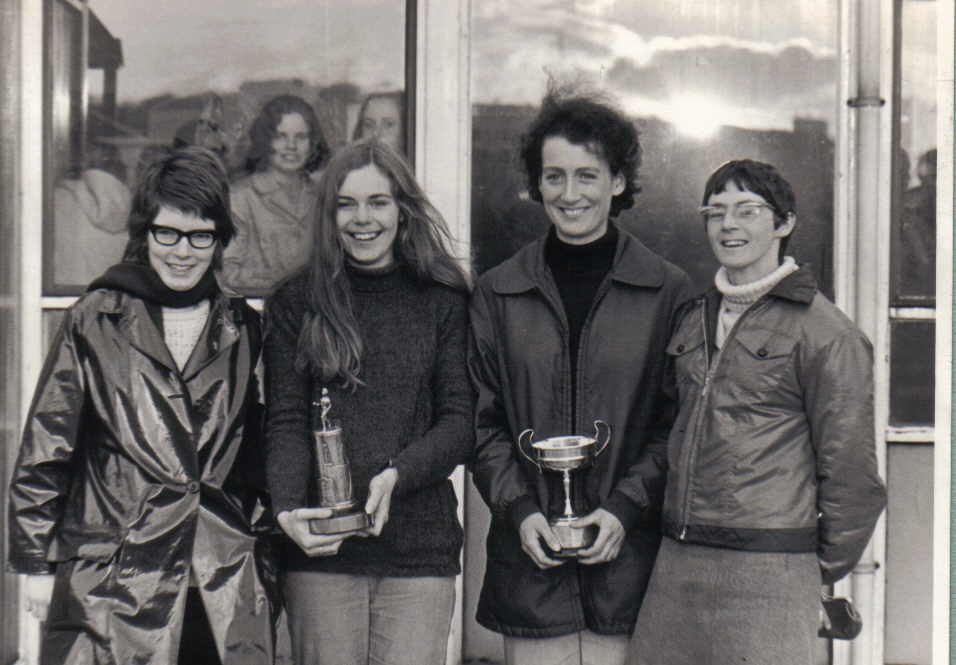 Northern Cross-Country winning team 1972 at Rawthenstall comprising from the left Janice Watts, Margaret Ashcroft, Barbara Banks and Mary Caldwell