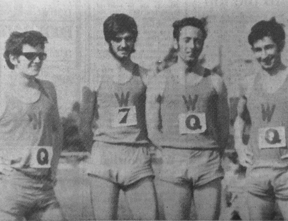 Pictured left are the Wallasey Athletic Club team which has set two club records in the 4 x 400 metre relay. From left to right are Doug Hanna, Pete Lewis, Mike Teahan, Phil Wealthy.