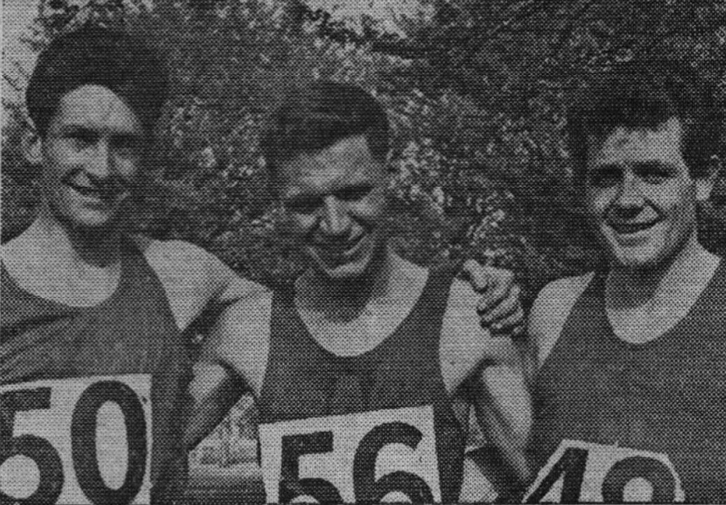 Wallasey Athletic Club members who gained the first three places in the senior event at the Port Sunlight Athletic Club open road races last Saturday. Left to right: Kevin Mather, Brian Woolford and Ron Barlow. Forty runners from ten clubs competed.