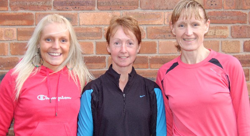  Wallasey A.C. ladies team after their victory in the team event in the Chester Half Marathon 2009 from the left Claire Walton, Sharon Lamont and Tricia Jones