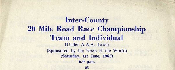Inter-County 20 mile Road Race Programme 1963
