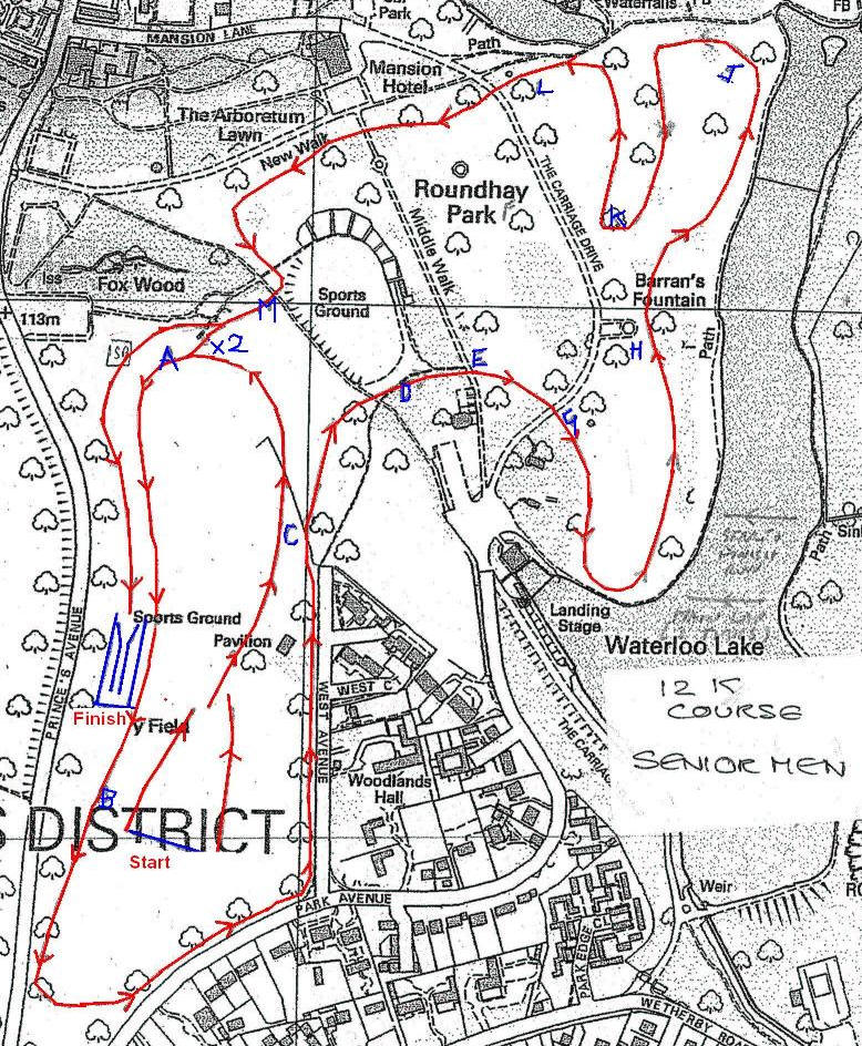Roundhay Park Course Map